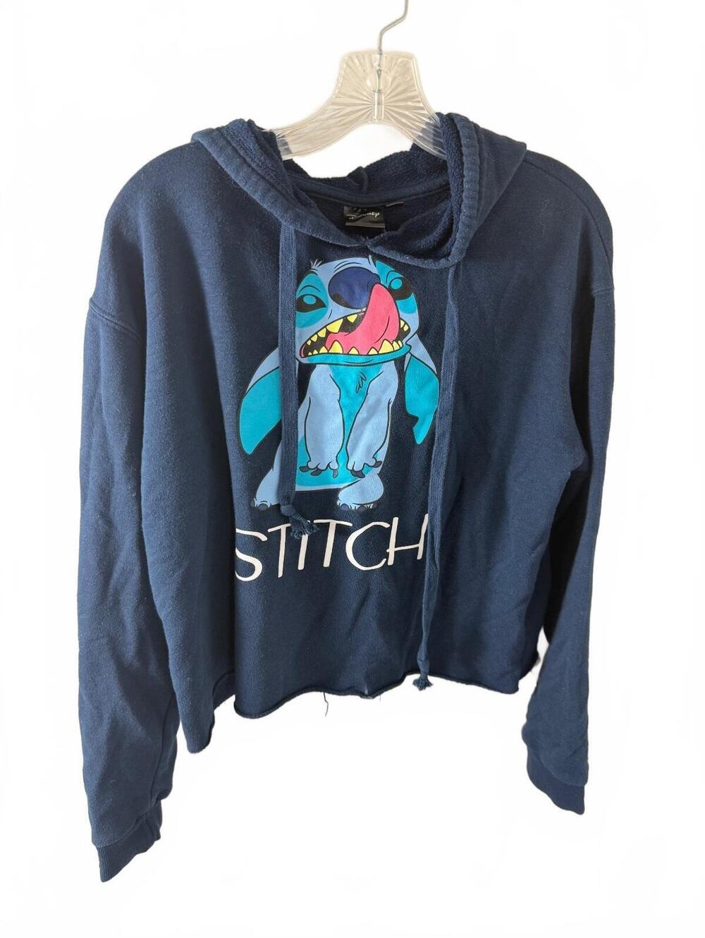 Disney Stitch Navy Blue Hoodie Sweatshirt Medium